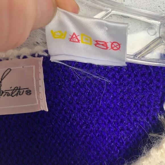 Vintage 80s Jaclyn Smith Blue Silver Metallic Beaded Embellished Sweater - Picture 10 of 14